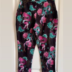 Floral and Dragon Print Pants